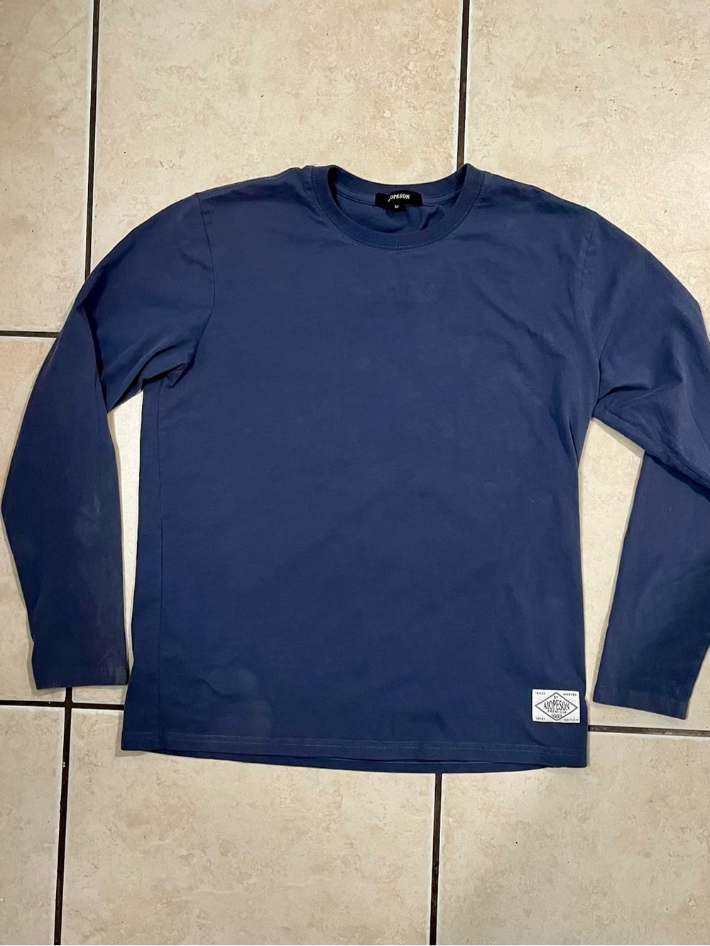Aiopeson Men's Navy Long-Sleeve Crewneck Shirt